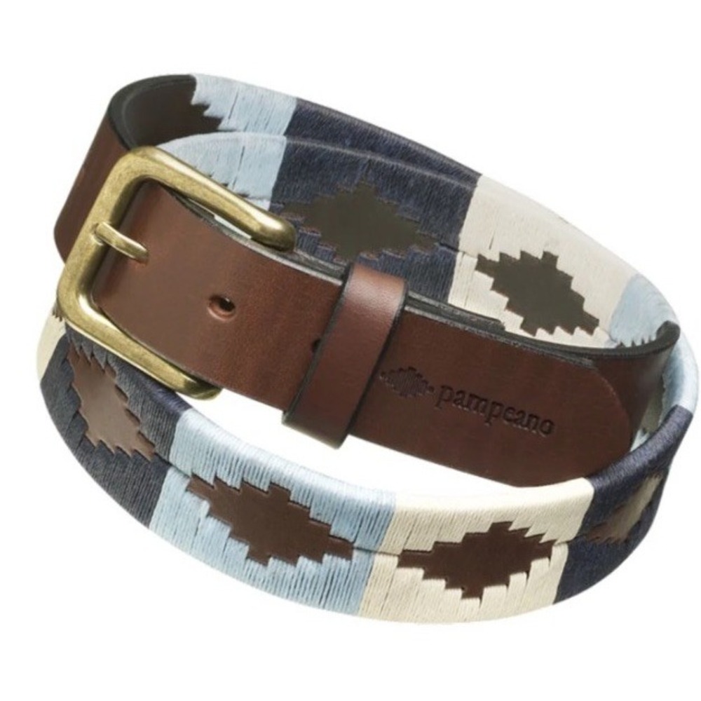 New $95 PAMPEANO HAND STITCHED LEATHER POLO BELT Aztec Sereno Men's‎ Size 44